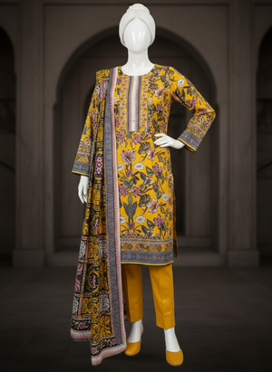 Rang Preet 3PC Unstitched Printed Lawn Suit – Elegant Summer