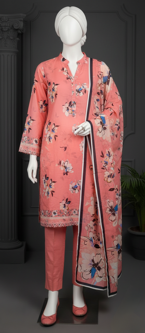 3PC Unstitched Premium Lawn Suit by Lala