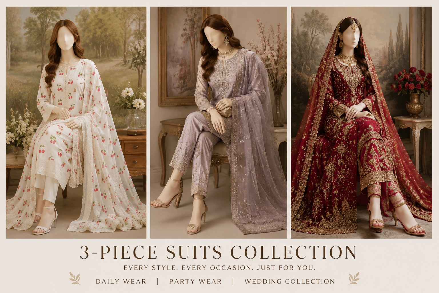 3-Piece Unstitched Suits for Women (Three Piece Unstitched Suits) Collection 2026