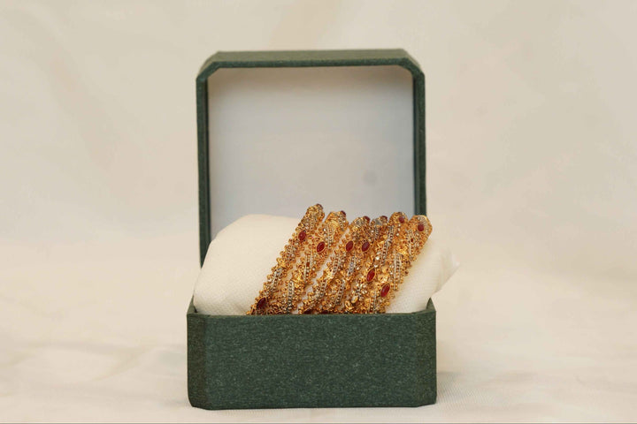 Red & Golden Fancy Bangle Set