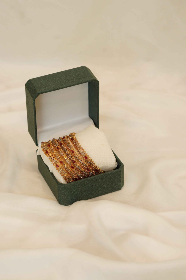 Red & Golden Fancy Bangle Set