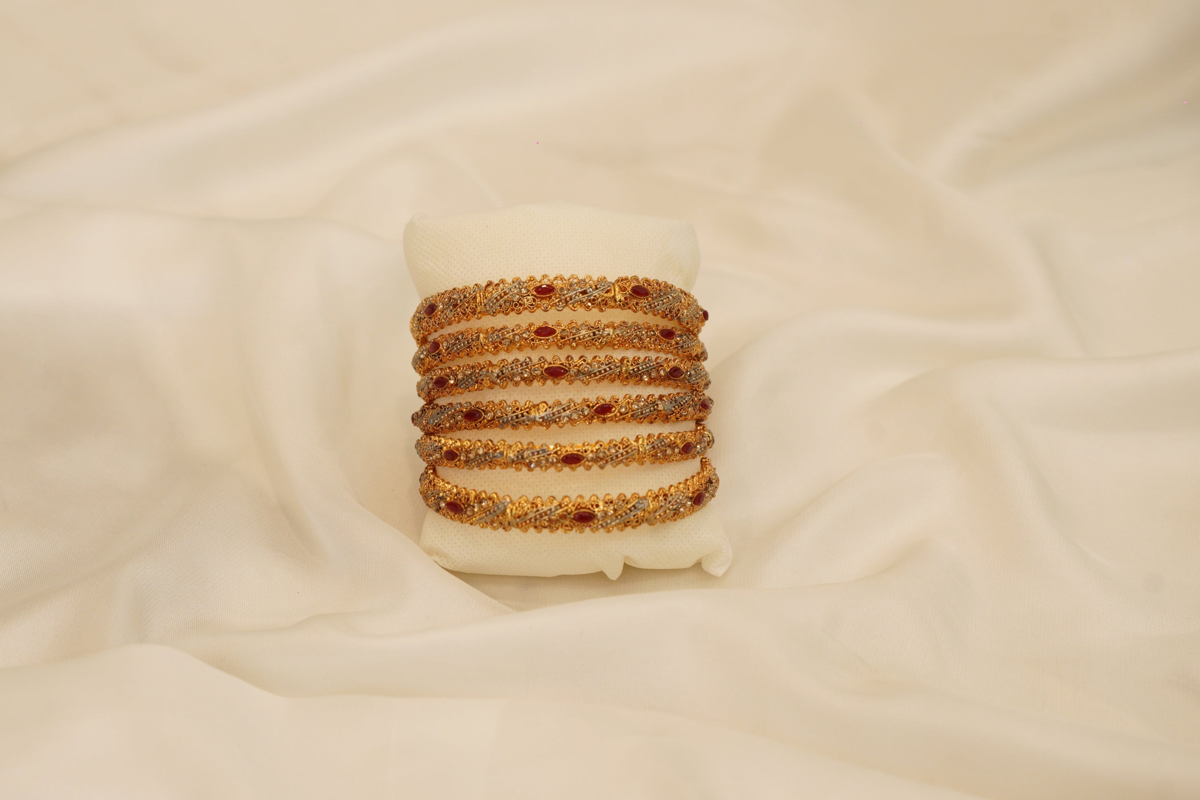 Red & Golden Fancy Bangle Set