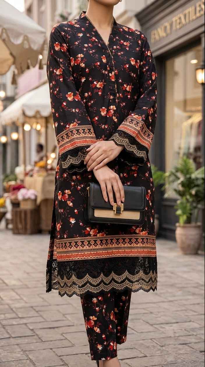 Two Piece Unstitched Beautiful Printed Lawn Suit