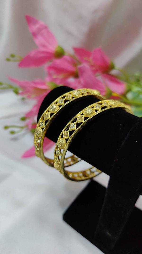 AD Gold Design White Stone Bangles