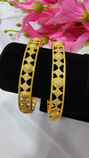 AD Gold Design White Stone Bangles