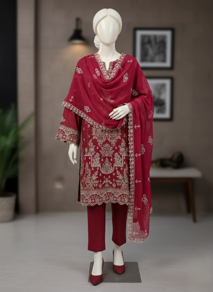 Embroidered Chamki Lawn | 3 Piece Unstitched | Eid Collection 2026