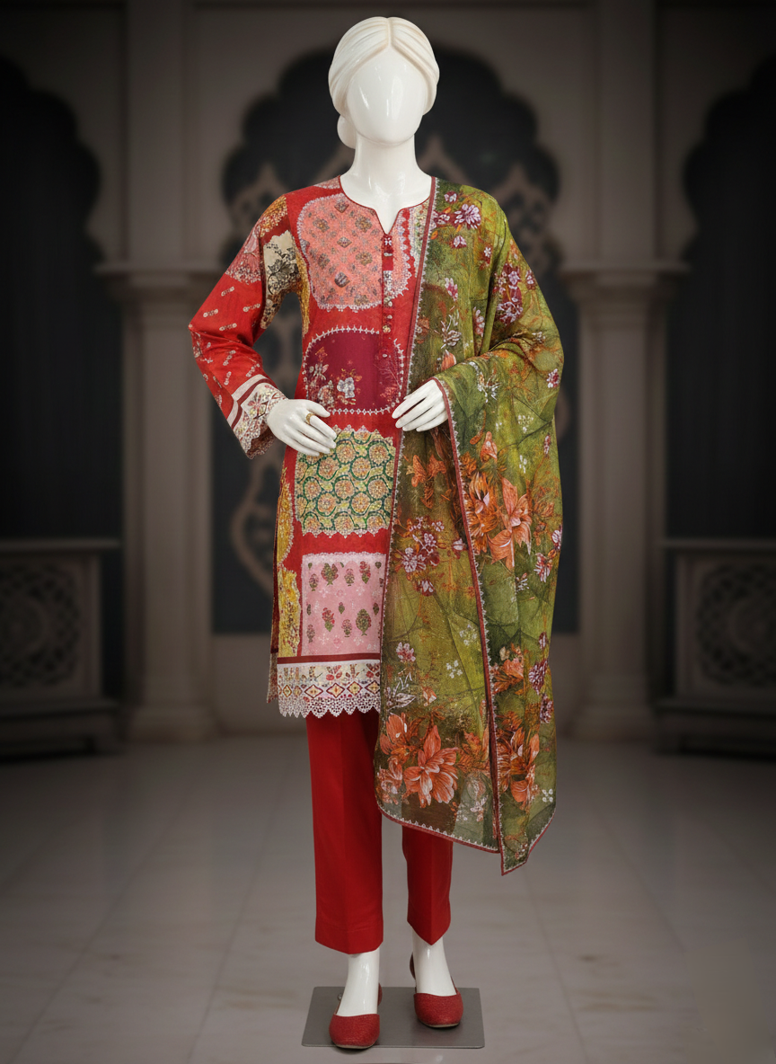 PALTAR 3PC Unstitched Printed Lawn Suit – Premium Summer Collection