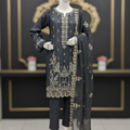 3 Piece Unstitched Eid Wear|Chamki Lawn Embroidered Suit