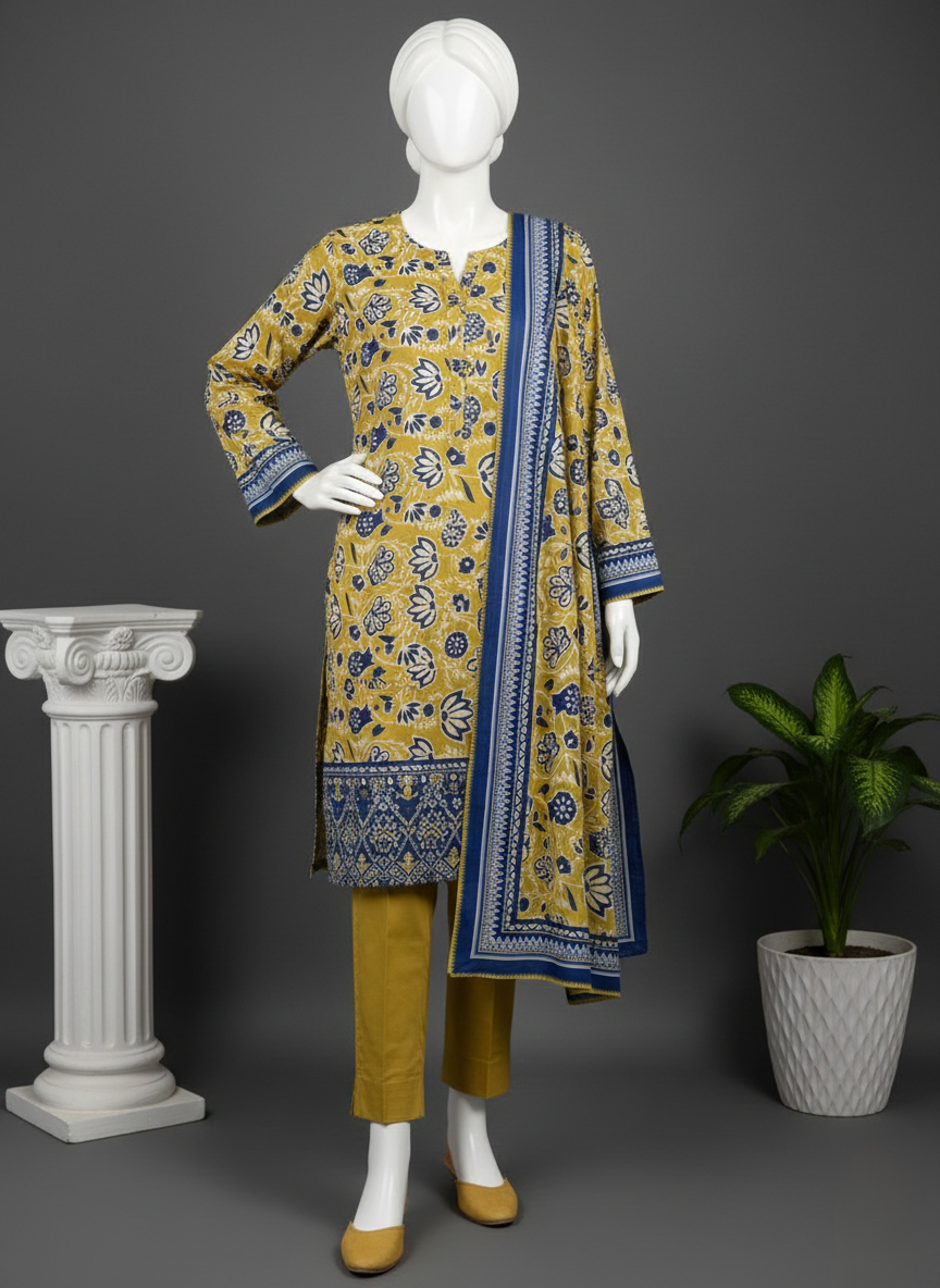 3Piece Unstitched Lawn Suit – SAPPHIRE Premium Printed Collection