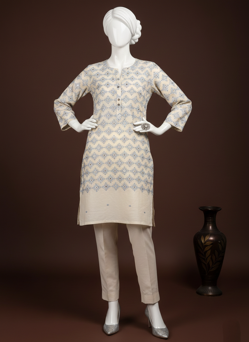 2PC Unstitched Lawn Emb Shirt Plain Trouser