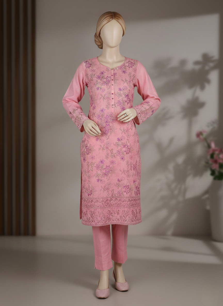 2PC-Unstitched Breeze Style Emb Suit