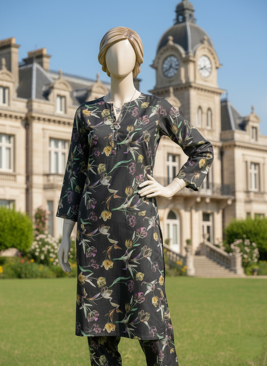 2PC Unstitched Lawn – Mehar Brand