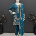 3PC Unstitched Eid  Chamki Lawn Suit – Embroidered with Ready To Wear  Chiffon Dupatta