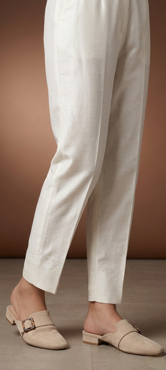 Off White Raw Silk Trouser Unstitched – Finest Premium Quality | Al Nafees Collection