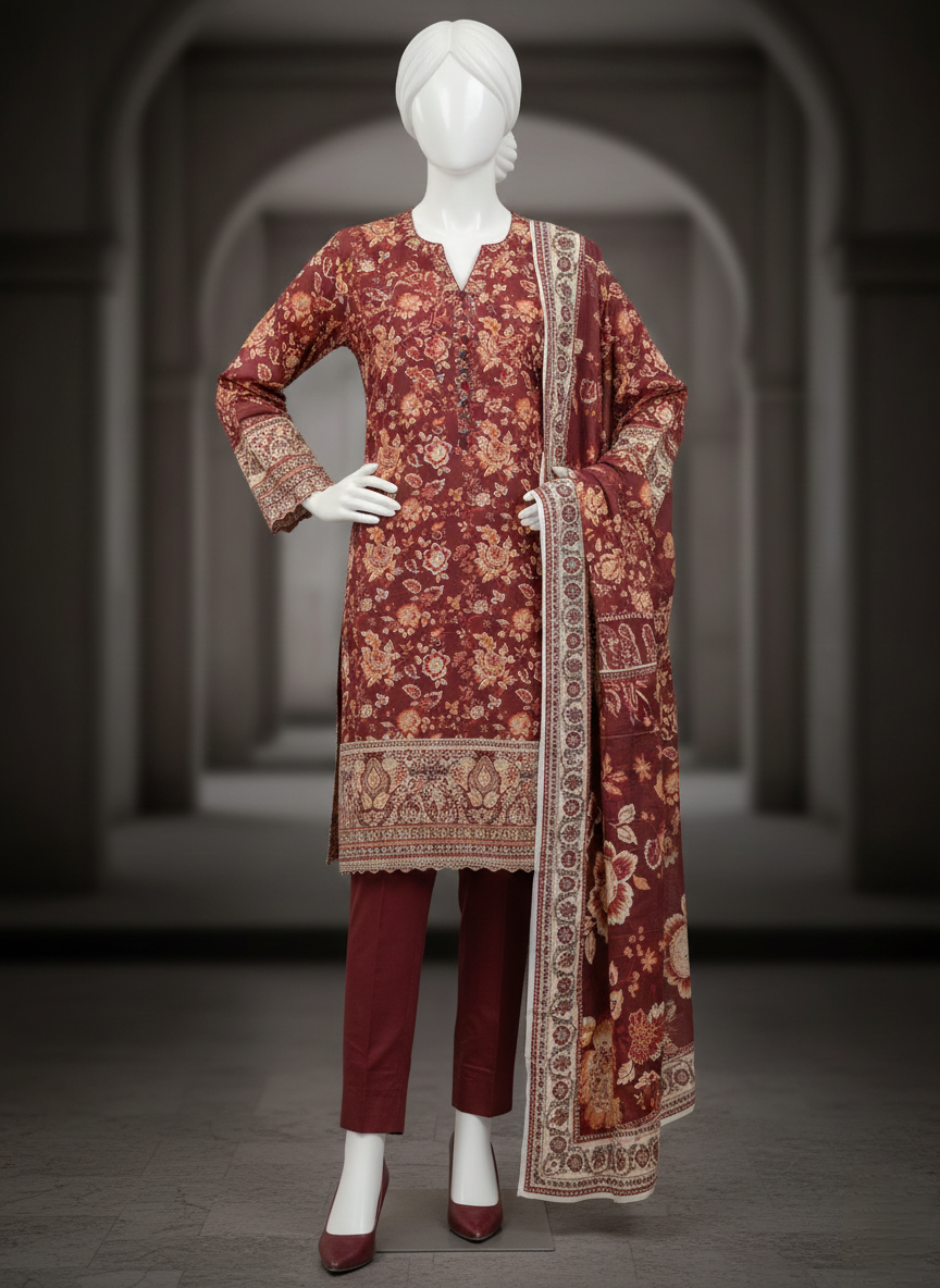 Rang Preet Printed 3PC Unstitched Lawn Suit – Summer Wear