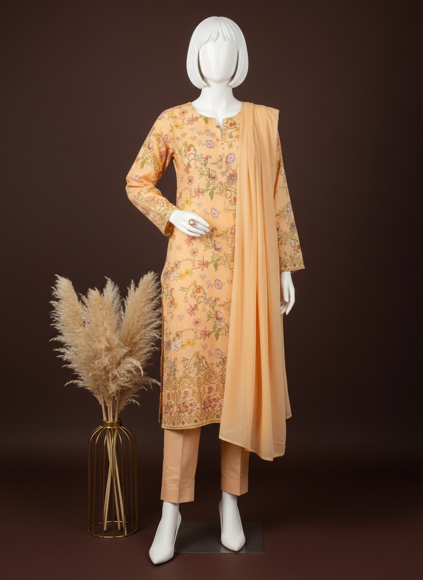 Waresha 3 Piece Unstitched Lawn Suit