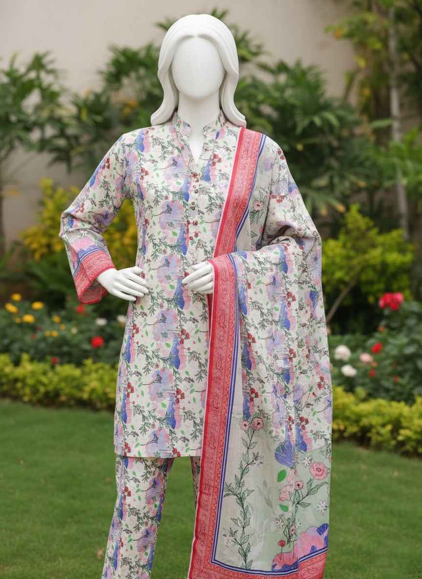 Abrish 3 Piece Unstitched Lawn Suit
