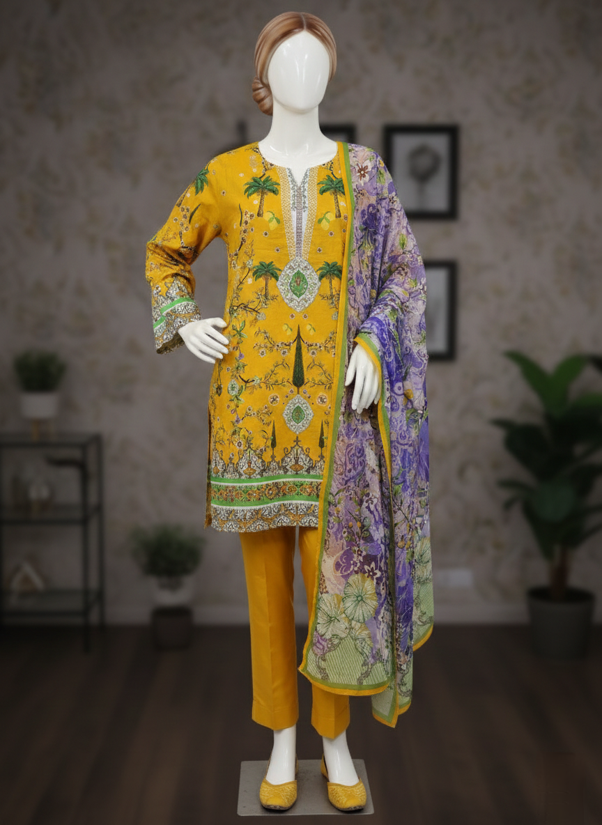 Paltar 3 Piece Unstitched Suit – Premium Lawn Collection