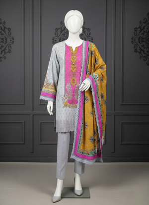 3PC Unstitched Emb Lawn Suit By Rangrani