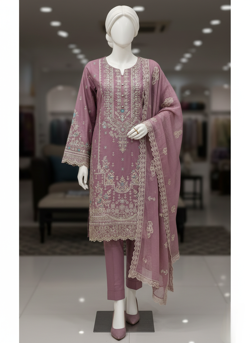 Eid Edit – 3 Piece Unstitched Emb Chamki Lawn