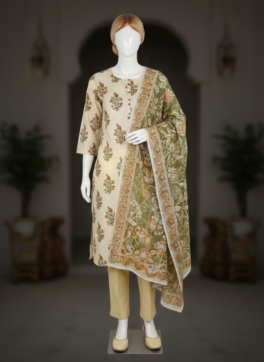 LALA 3 Piece Unstitched Lawn Suit – Premium Summer Collection