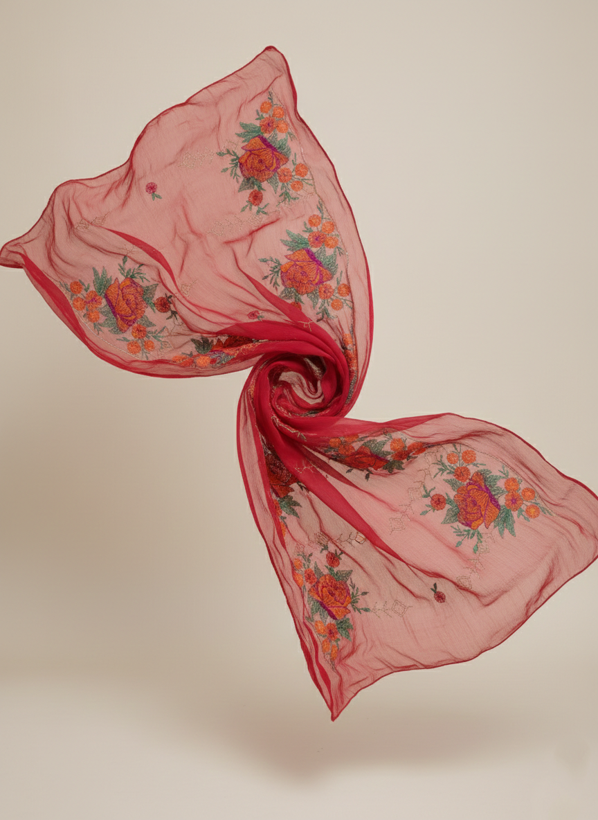 Embroidered Chiffon Dupatta