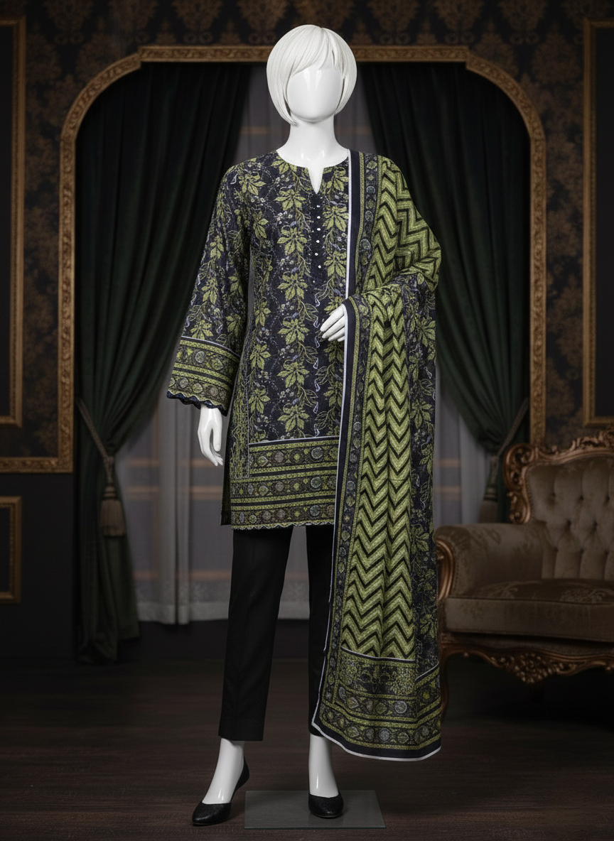 3 Piece Unstitched Lawn Suit by Asim Jofa