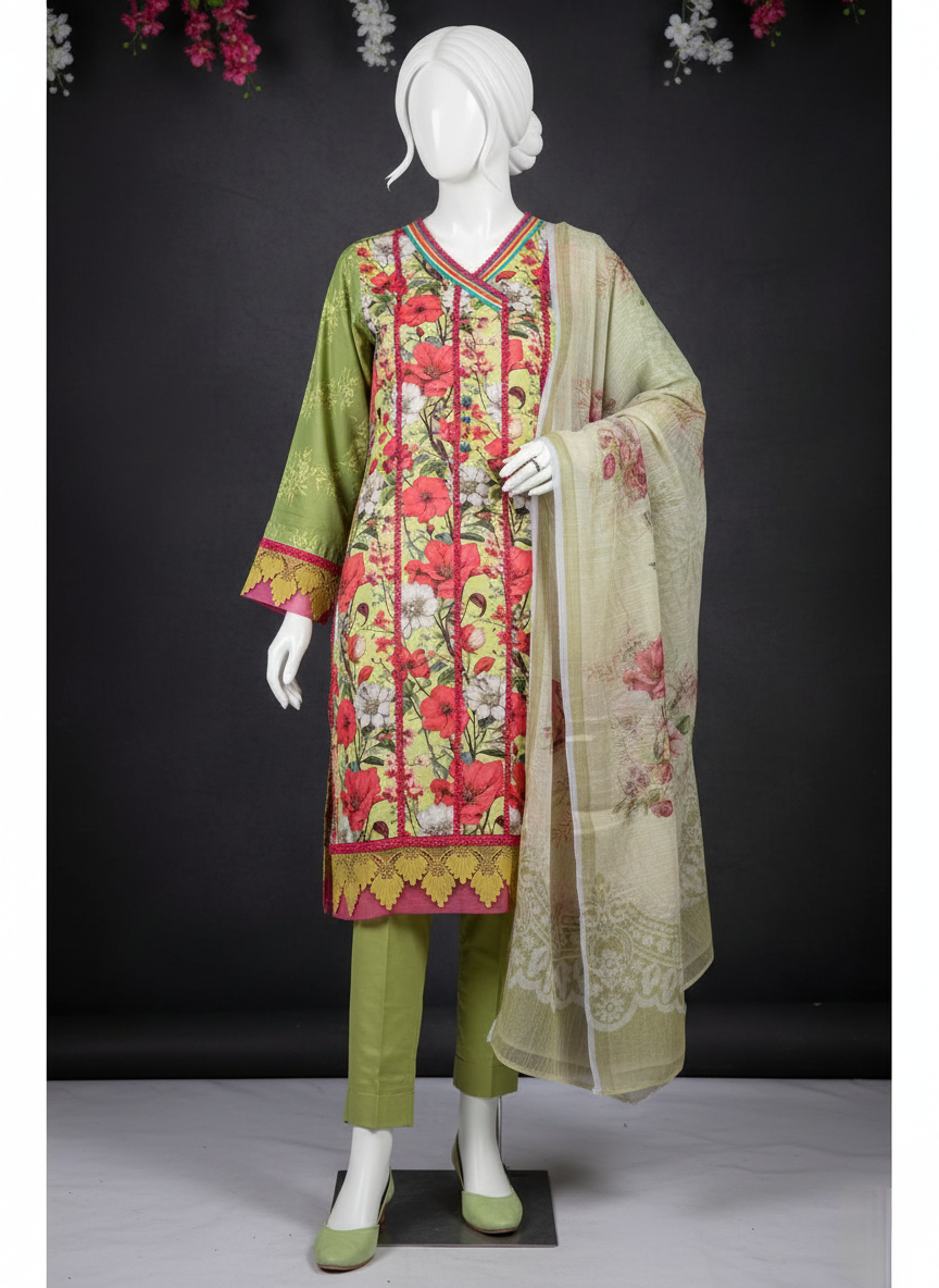 Al-Nafees 3PC Stitched Lawn Suit |Eid Launch