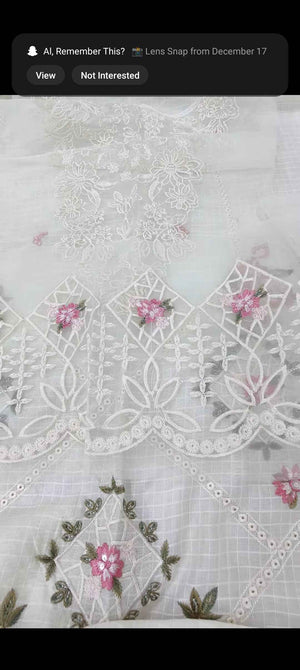 Embroidered 3 Piece Unstitched Lawn Suit by Waresha