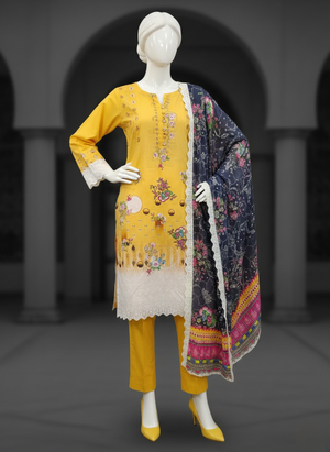 Rangriti 3PC Unstitched Embroidered Lawn Suit – Emb Shirt & Emb Dupatta