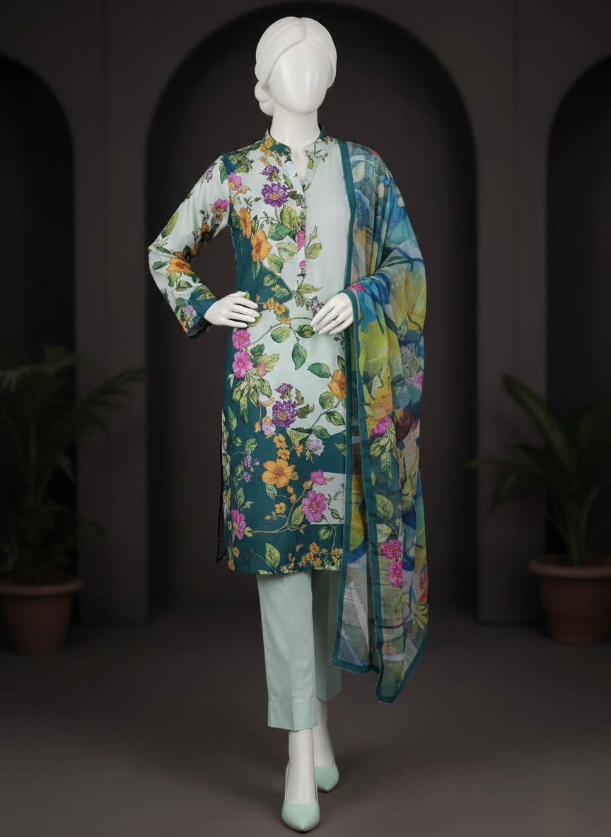Two Piece Unstitched Printed Lawn Suit